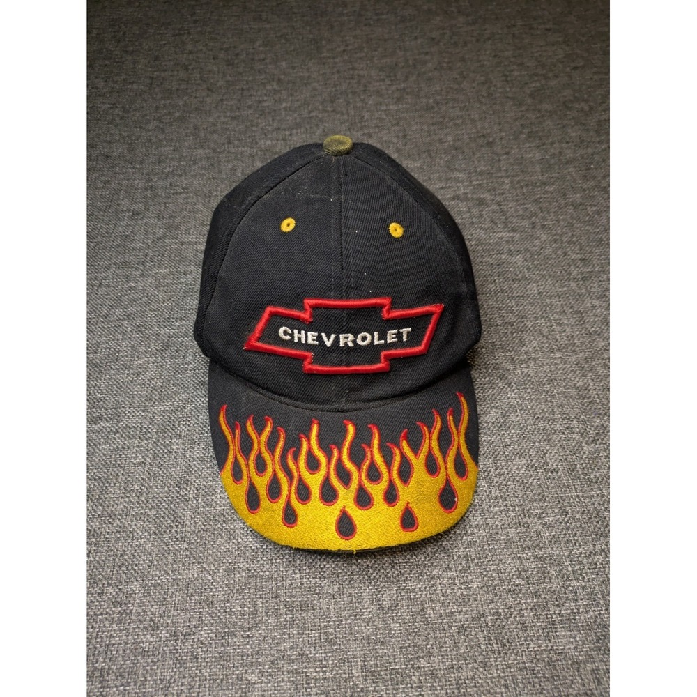Vintage Chevrolet Logo Flame Fire Embroidered Hat Vtg Chevy Car Truck Sport Race